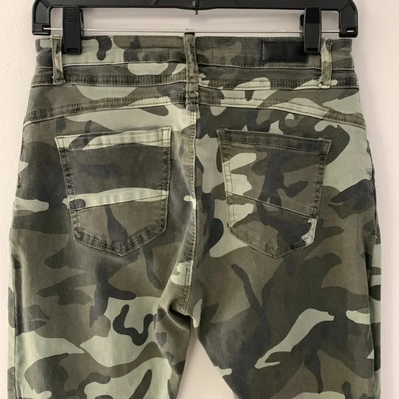 Elan Camo Camoflauge Button Fly Utility Zipper Stretch Skinny Jean Size M - Picture 6 of 11
